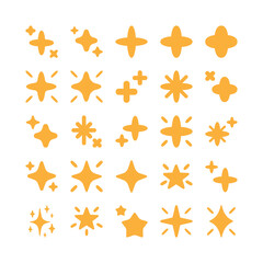 Sparkle, shimmer, shiny star, flash shape vector set