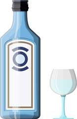 Alcohol drinks in bootle with glass