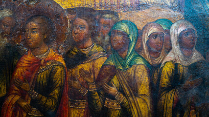 Fragments of wall painting in an Orthodox church. High quality photo - obrazy, fototapety, plakaty