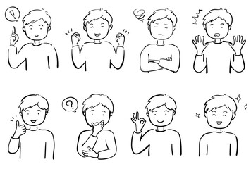 ポーズをとる男性　線画