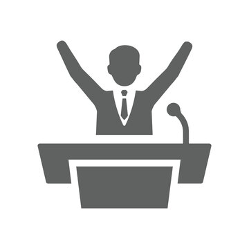 Presentation, Speech, Talk Icon. Gray Vector Sketch.