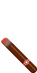 Smoking cigar. Brown cigar with label