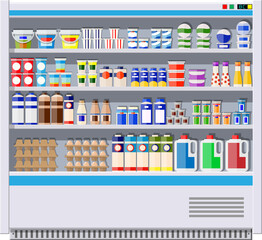 Fototapeta premium Showcase fridge for cooling dairy products.