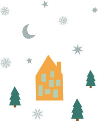 Merry Christmas and New Year Composition isolated Vector illustration on white background