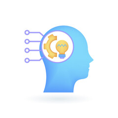 Critical thinking 3d icon. for problem solving, creative, thinking, reasoning, analyzing, decision making and solution. 3d render vector illustration