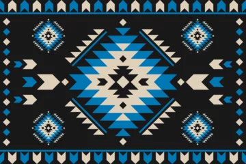 Fotobehang Tapijt tribal patroon kunst. Geometrisch etnisch naadloos patroon traditioneel. Azteekse etnische ornamentdruk. Mexicaanse stijl. Ontwerp voor achtergrond, stof, kleding, tapijt, textiel, batik, borduurwerk. © Anawin