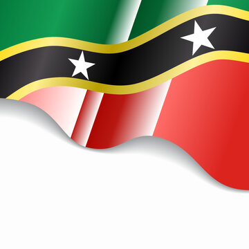 Saint Kitts and Nevis flag wavy abstract background. Vector illustration.