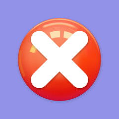 Obraz premium Red cross checkmark sign icon isolated purple background, cross checkmark button, mobile app icon. 3d vector illustration