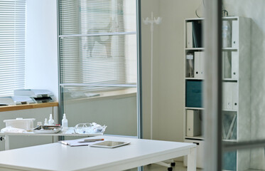 Horizontal image of vet modern office with workplace