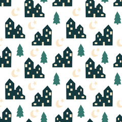 Fototapeta premium Bright Christmas Gnomes Seamless Pattern