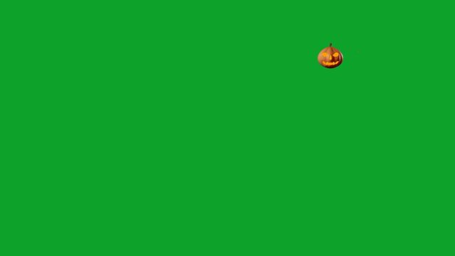 Halloween pumpkin 3D animation isolated on green background. Concept happy halloween in october.