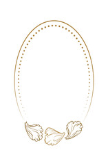 Vector vertical oval dotted frame with floral petals decoration