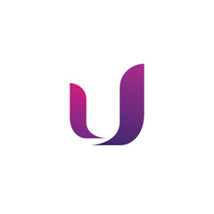 A letter U from abstract multicolors shapes. Application icon logotype design template.