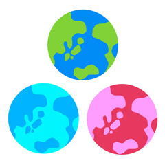 簡略化した地球3点セット(通常、温暖化、寒冷化)