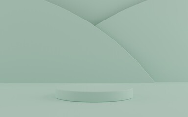 Minimal cylinder podium pedestal product display and presentation with pastel background 3d rendering