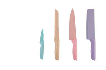 Set ceramic kitchen knife on isolated transparent background
