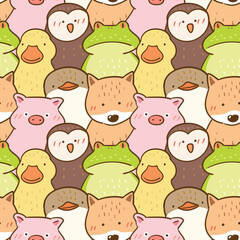 Seamless Pattern of Cartoon Animal Illustration Design