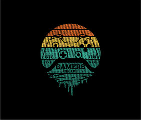 GAMER FOR LIFE Typography tee shirt design vector illustration. © goank graphic