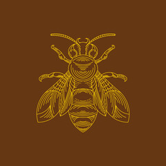 Luxury Bee monoline logo Design vector graphic