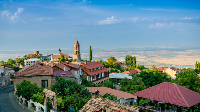 View of the valley in Sighnaghi town in Kaheti region of Georgia.