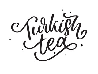 Turkish traditions of tea ceremony. Tea time. Decorative elements for your design. Vector Illustration with oriental cup on white background.