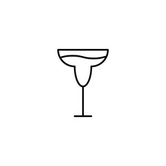 wineglass or goblet glass icon with full filled with water on white background. simple, line, silhouette and clean style. black and white. suitable for symbol, sign, icon or logo