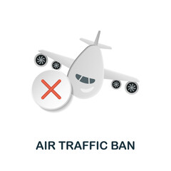 Air Traffic Ban icon. 3d illustration from economic crisis collection. Creative Air Traffic Ban 3d icon for web design, templates, infographics and more