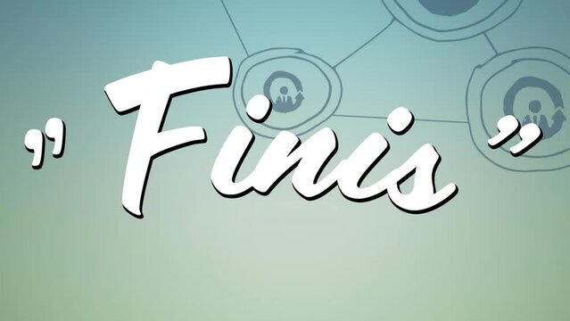 Animation of finis text over icons