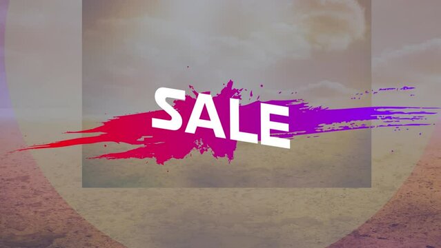 Animation of sale text over landscape