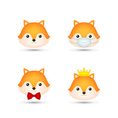Fototapeta premium Fox head on white background