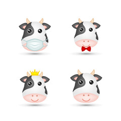 Cow head on white background