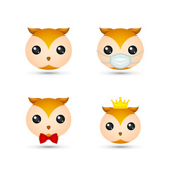 Owl head on white background