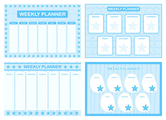 Weekly planner, kids schedule design template