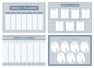 Weekly planner, kids schedule design template