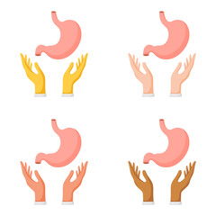 Set of hands gestures with stomach