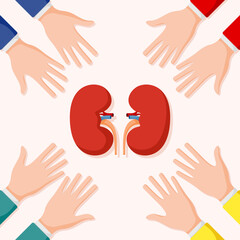 Set of hands gestures with kidney