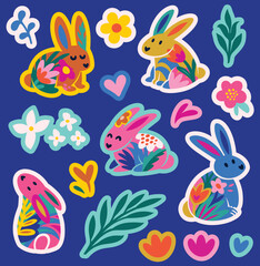 Tender bunnies stickers set