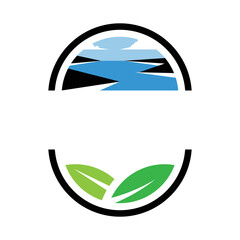 Lake and leaves emblem farms logo placeholder