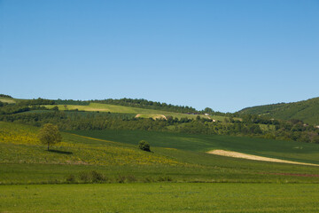 View of rural landscape in the Umbria region during spring season Italy