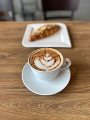 Hot coffee cup on table