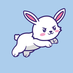 cute bunny character jumping
