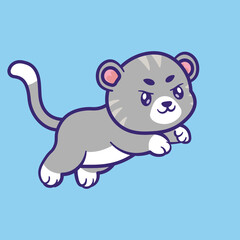 cute kitten character jumping