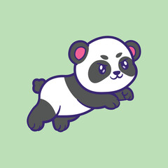 cute panda character jumping