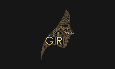 Girls power word cloud vector illustration design l Word art for girl l Woman