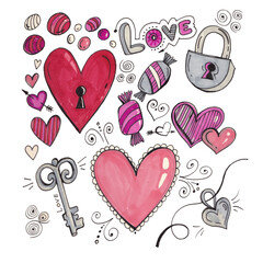 Pattern with hearts and sweets. Illustration for Valentine's Day