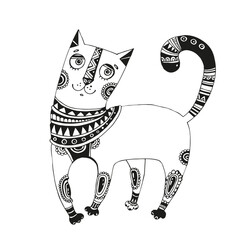 Graphic illustration of a stylized cat