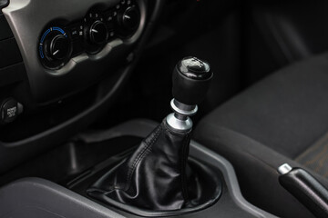 automatic transmission shift selector in the car interior. Closeup a manual shift of modern car...
