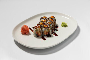 Sushi serving on white plate
