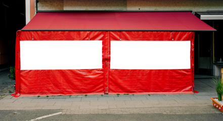 closed and locked ice cafe or store in the urban city with empty windows.
