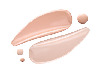 cosmetic smear foundation cream on white background